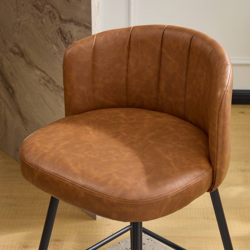 27.2" Swivel Upholstered Bar & Counter Stool with Back and Metal Frame - 37" H X 19.7"W X 18.7" D