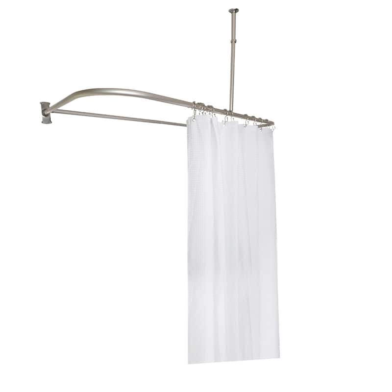 Utopia Alley Rustproof Aluminum D-shape Shower Rod With Ceiling Support for Freestanding Tubs, 60 * 25 in