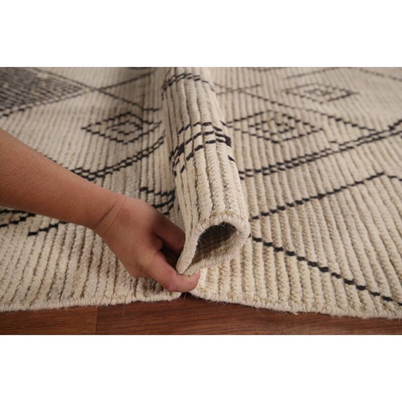 All-Over Trellis Moroccan Area Rug Handmade Wool Carpet - 5'7"x 9'4"