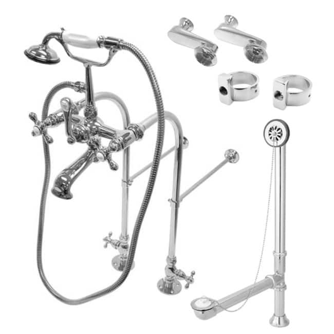 Kingston Brass Vintage Floor Mounted Clawfoot Tub Filler with Built-In