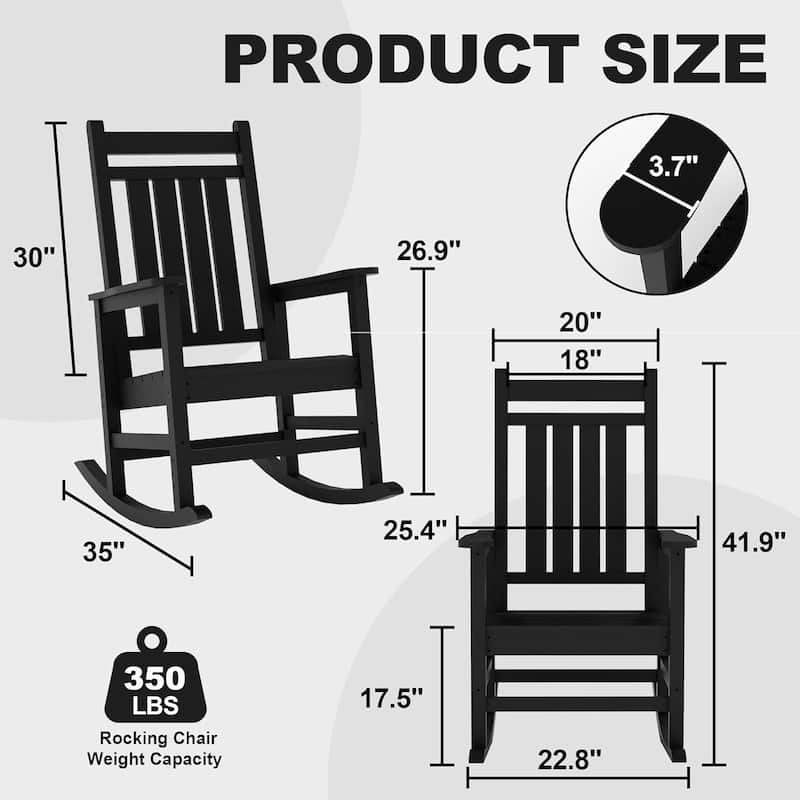 2PCS Patio High Back Porch Rocking Chair for Outside