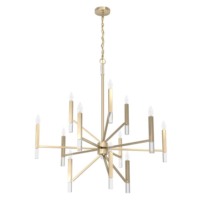 Hunter Sunjai 12-Light 3-Tier Candle Chandelier - Contemporary, Glam, Geometric