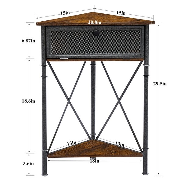 Javlergo Set of 2 Triangle Corner Side Table with Mesh Flip Top