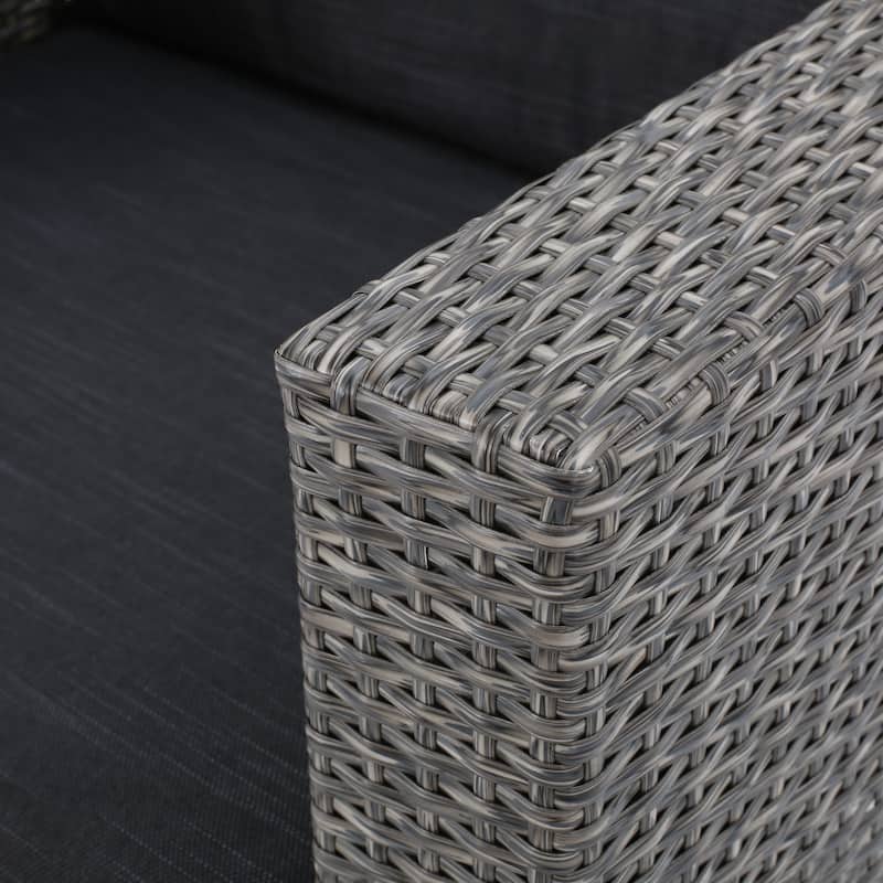 Roomfitters 4-Piece Wicker Patio Conversation Set with Cushions and Coffee Table