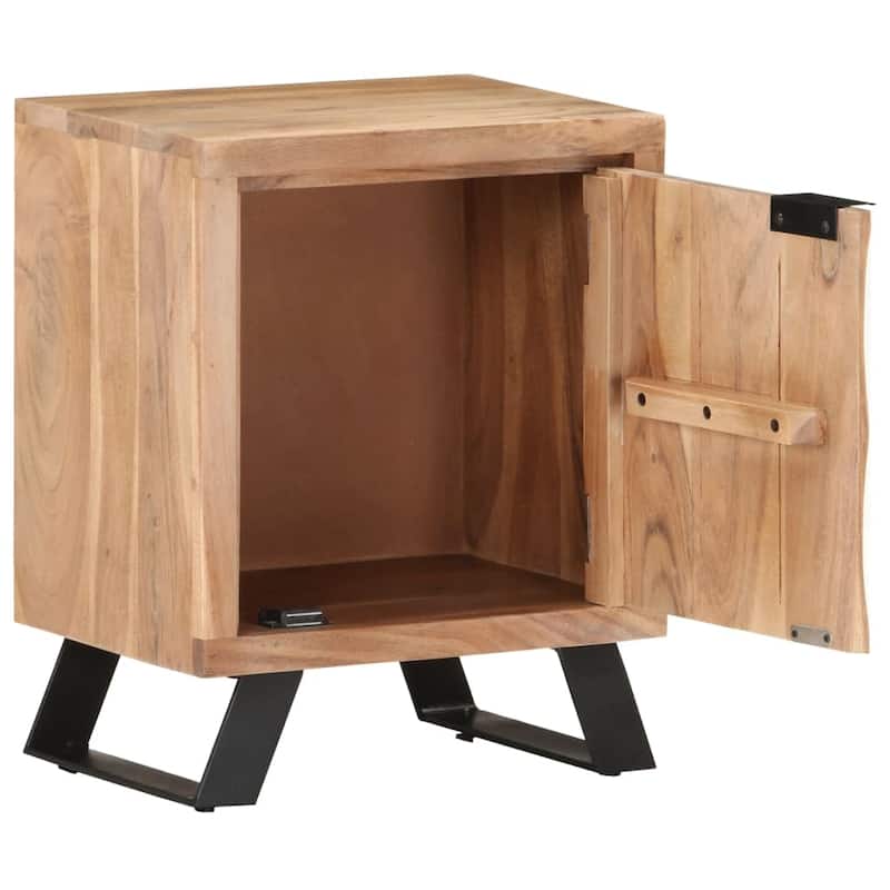 vidaXL Bedside Cabinet 15.7"x11.8"x19.7" Solid Acacia Wood with Live Edges