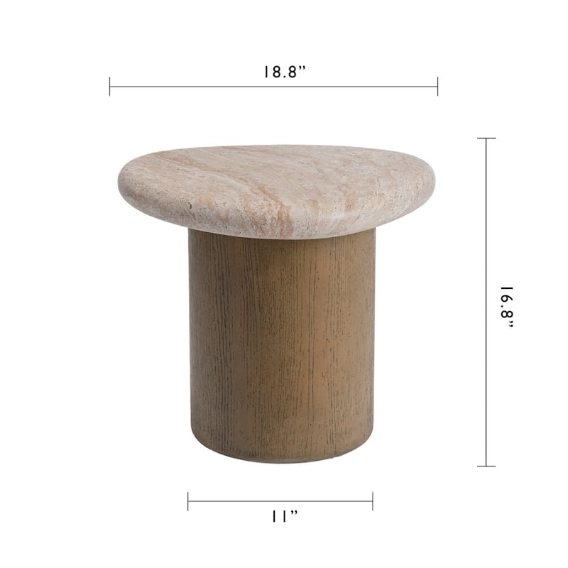 Studio London Nesting Table with Travertine Effect Concrete Top and Faux Wood