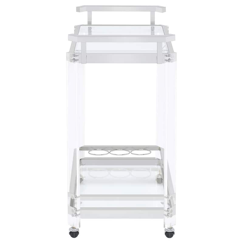 Jefferson Chrome 2-tier Glass Shelf Acrylic Bar Cart