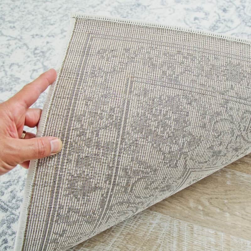 Luxe Weavers Oriental Medallion Area Rug, Stain-Resistant Carpet - 8' x 10' - 8' x 10' - Silver