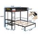 preview thumbnail 15 of 15, Black Twin over Full Size Metal Steel Bunk Bed with Shelves, Grid Panel, Sturdy Metal Bed Frame and Noise-free Wood Slats