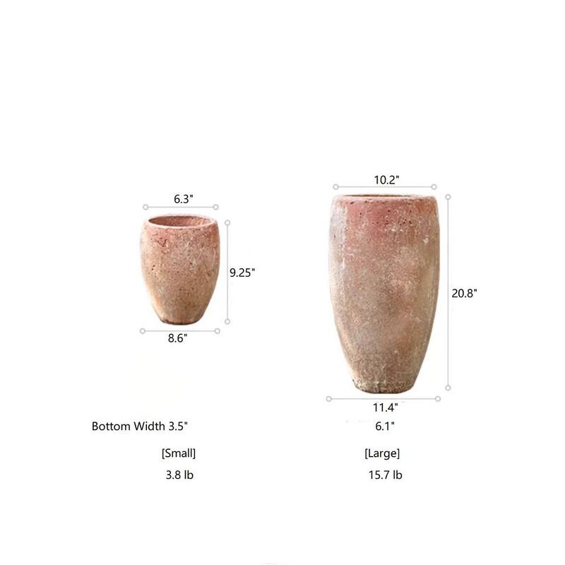RusticReach Distressed Cement Plant Pot Tall - [A]-Small