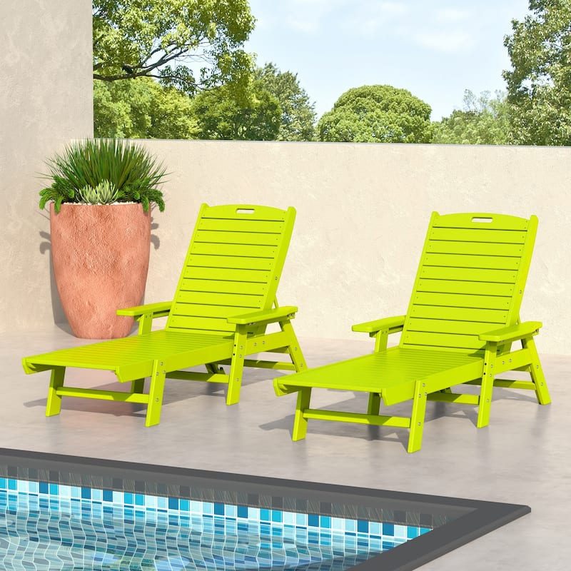 Laguna Hdpe All Weather Outdoor Patio Pool Reclining Chaise Lounge (Set Of 2)