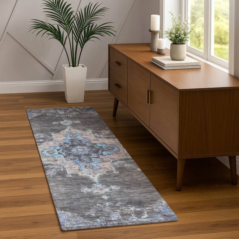 Machine Washable Indoor/ Outdoor Traditional Tabriz Chantille Rug