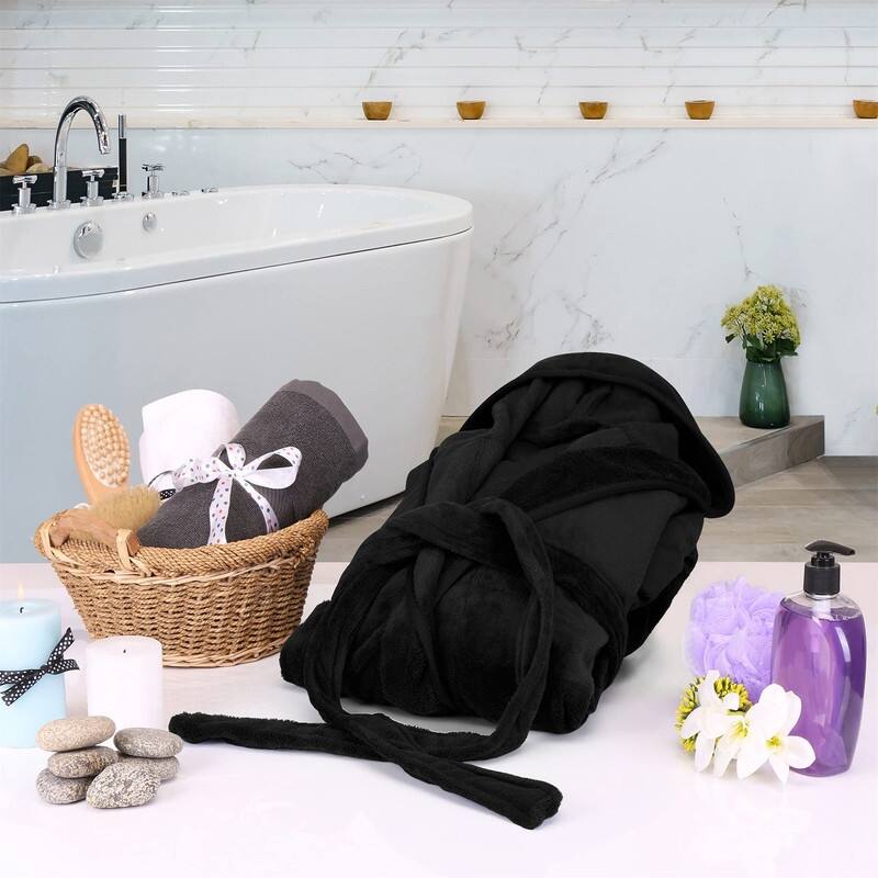 Women's Fleece Hooded Bathrobe Plush