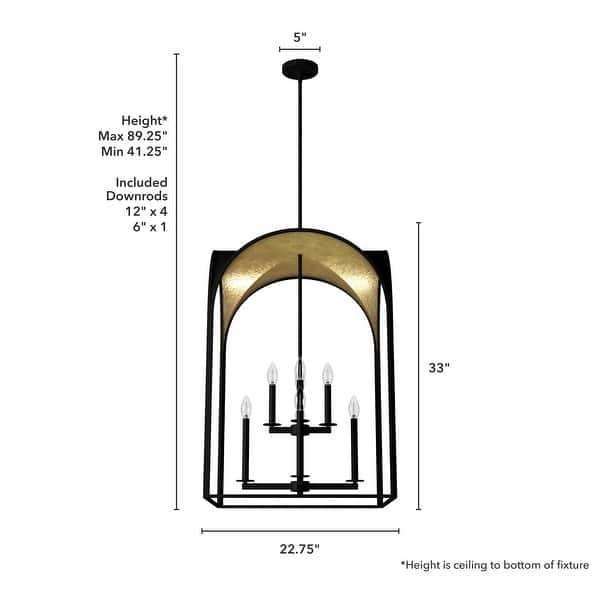 dimension image slide 1 of 2, Hunter 22" Dukestown 8-Light Pendant - Entry/ Foyer - Contemporary, Candle, Transitional, Caged