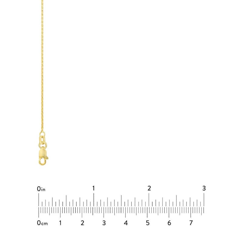 Curata 14k Yellow Gold 1.05mm Diamond Cut Wheat Chain Necklace (Lobster)