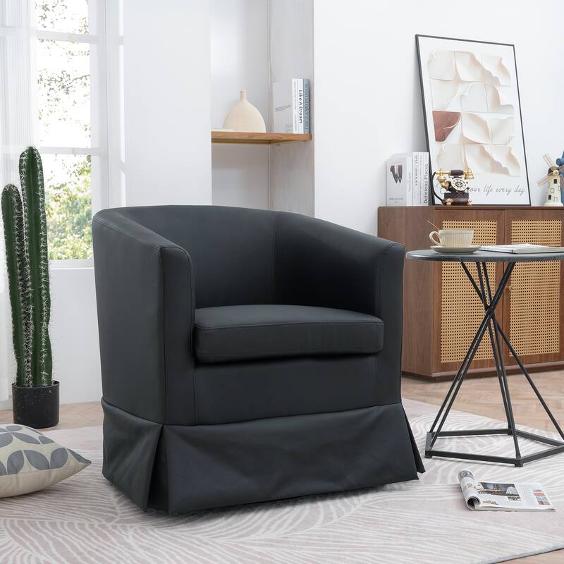 Solid Wood Frame Padded Seat Swivel Chair.