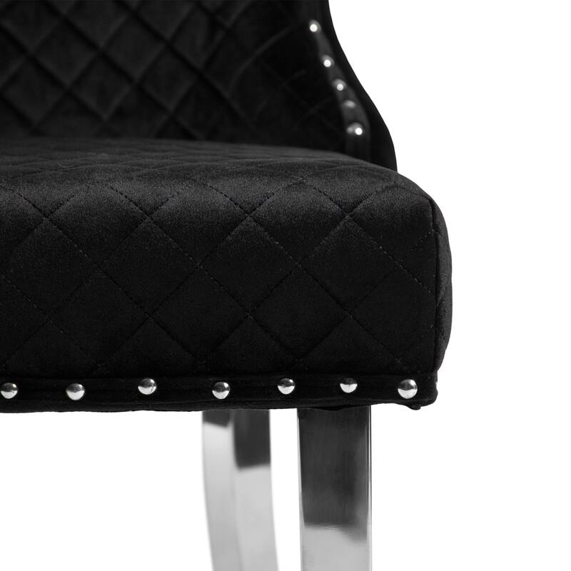 Furniture of America Thaddeus Glam Fabric Dining Chair with Nailhead Trim (Set of 2)