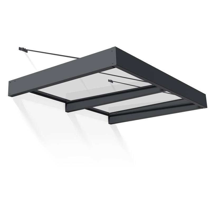 Sophia XL 5 ft. Door Awning Kit - Grey Structure & Clear Panels