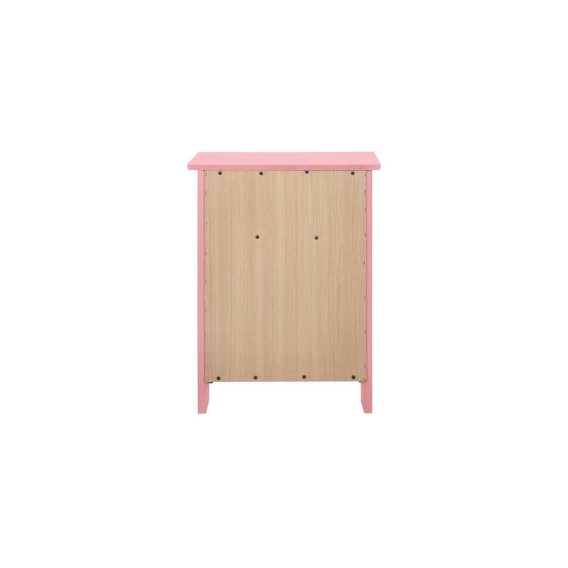 Pink Nightstand 25x19x15 Transitional Bedside Table with Three Spacious Drawers, Compact Storage for Bedroom Decor Use