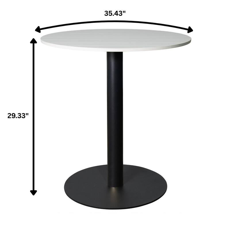 Vail Round Dining Table with 36 in. MDF Tabletop in Black Stainless Steel Round Base Accent Kitchen Table