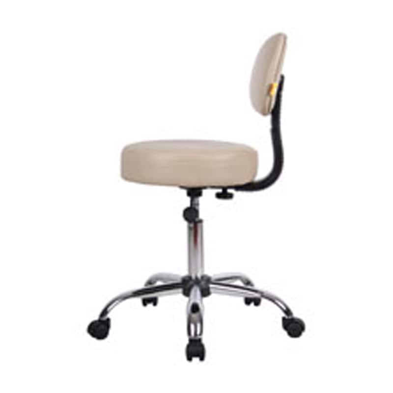 Fea Rolling Medical Swivel Stool, Round Beige Padded Seat, Low Back
