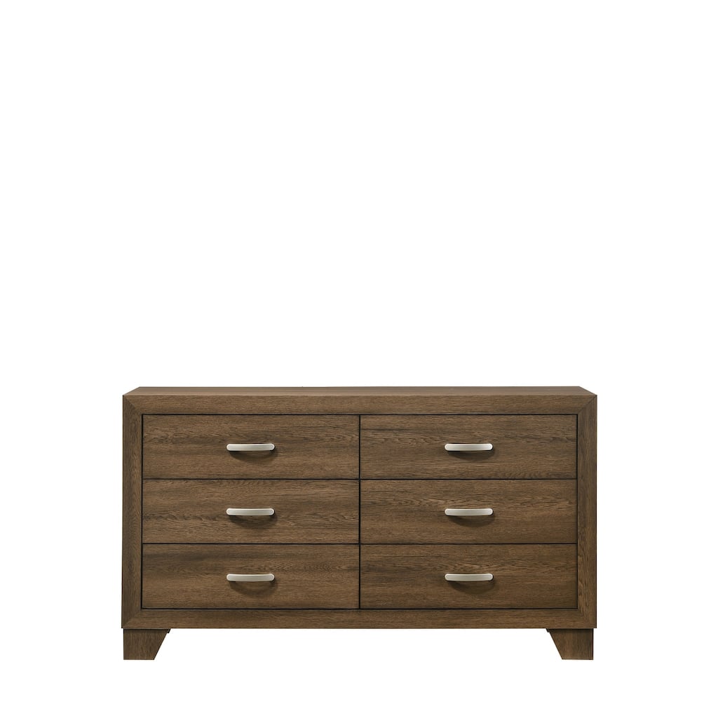 City Chic Dresser - Oak Finish 6 Drawer Bedroom Storage Unit