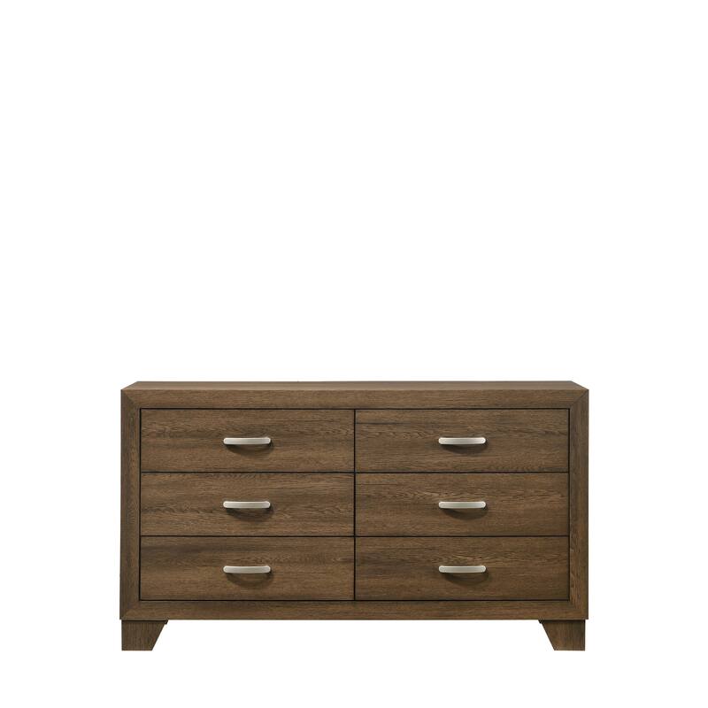 City Chic Dresser - Oak Finish 6 Drawer Bedroom Storage Unit