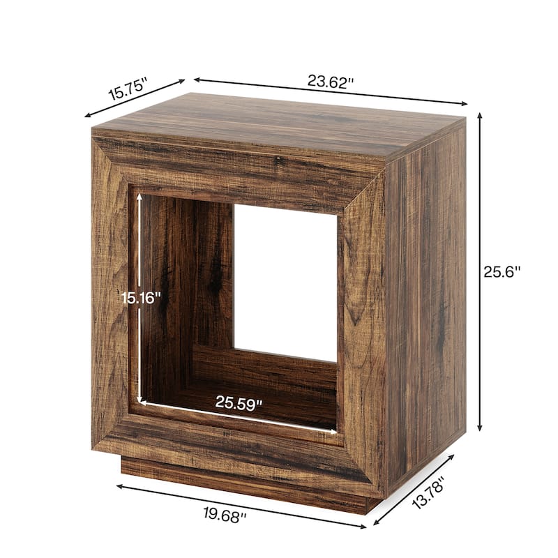 23.5-Inch Farmhouse Rectangular End Side Table Nightstand Bedside Table for Living Room Sofa Side