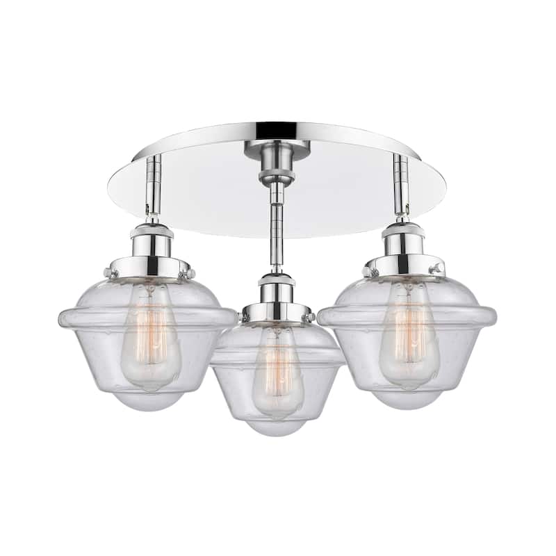Innovations Lighting Oxford - 3 Light 18" Flush Mount - Polished Chrome/Seedy