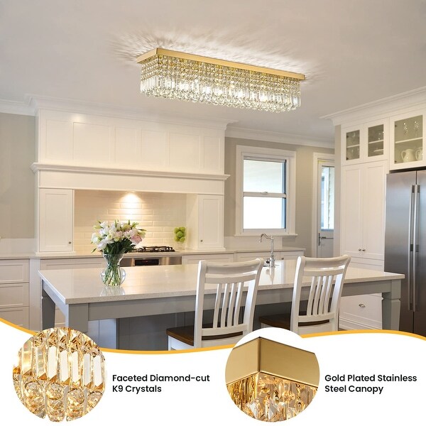 Modern Gold Rectangle Flush Mount Ceiling Light Fixture for Dining Room On Sale Bed Bath Beyond 40826856