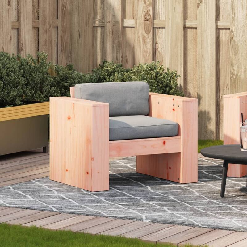 vidaXL Garden Sofa Natural Wood Solid Douglas Fir Wood Single Durable - 23.6 x 31.1 x 24.4 in