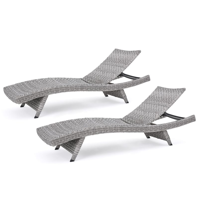 Christopher Knight Home - Crete Outdoor Wicker Aluminum Chaise Lounge (Set of 2)