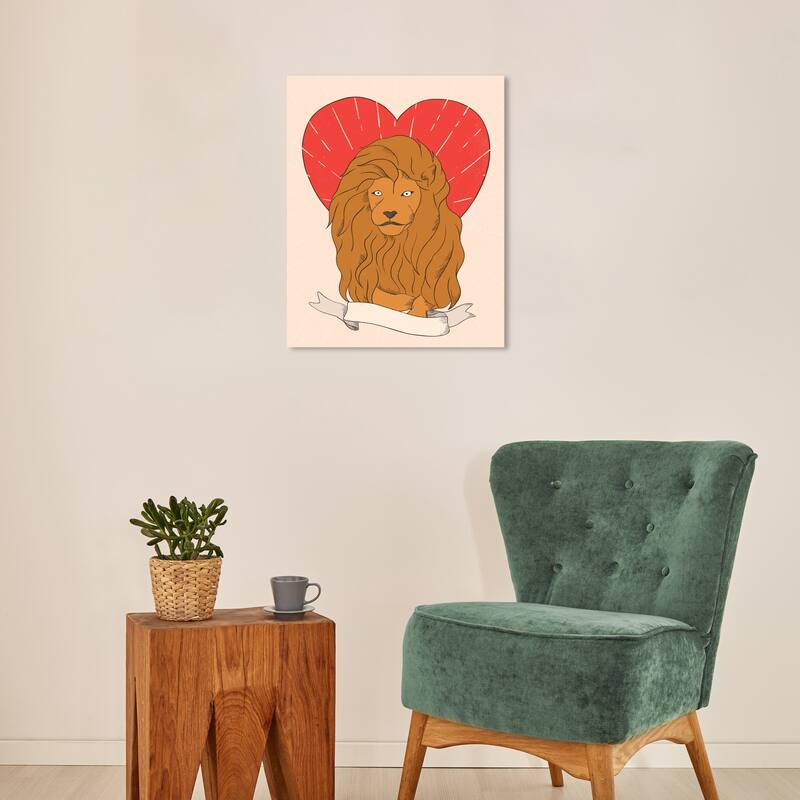 Wynwood Studio Canvas Animals Lion of Misterious Love Red Wall Art Canvas Print - 16 x 20