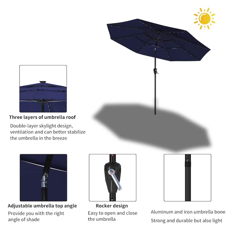 Clihome 11-Ft Outdoor Umbrella Patio UV Protection Umbrella Without Base