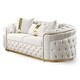 preview thumbnail 4 of 2, Furniture of America Urgoto Glam 2-Piece Beige Polyester Fabric Button Tufted Sofa Set