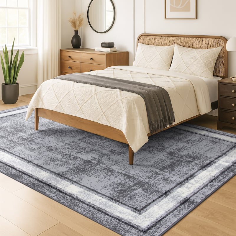 World Rug Gallery Contemporary Distressed Bordered Area Rug