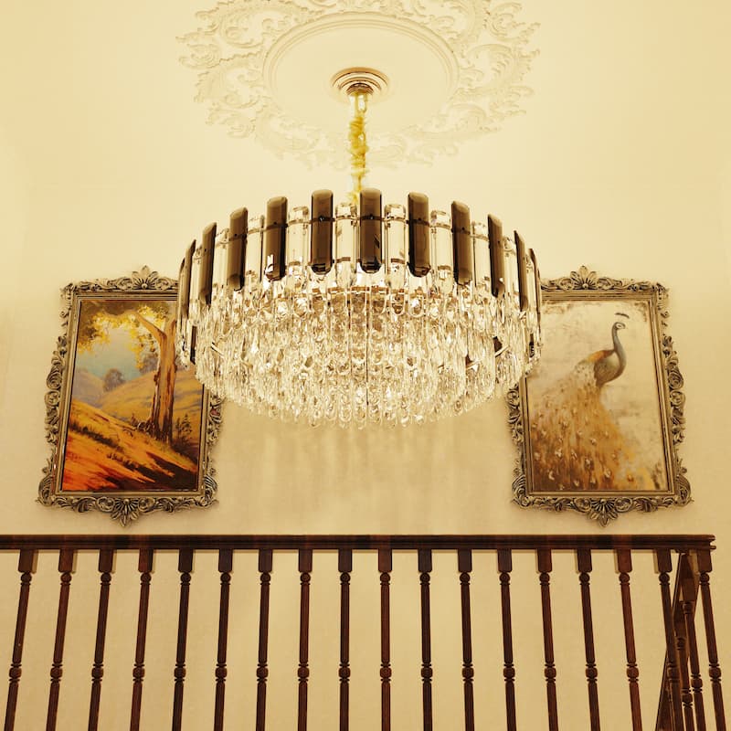Modern Crystal Chandeliers Lighting Pendant Ceiling Lamp with 3 Colors - 23.6x30 inch