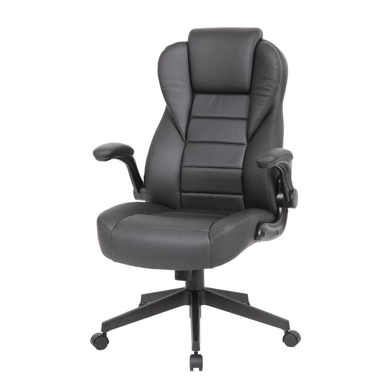 Yang Executive High-Back Armchair with Caster Wheels, Black Vinyl