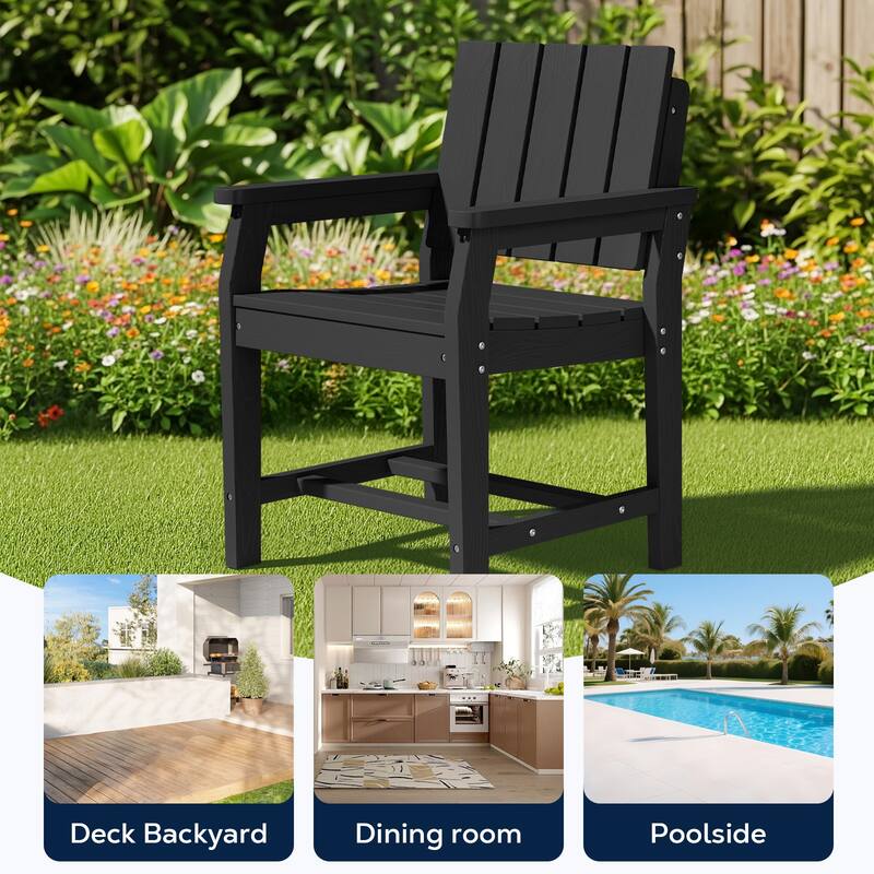 2-Piece Plastic HDPE Patio Dining Chair with 19.69 in Wide Seat - N/A