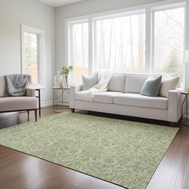 Machine Washable Indoor/ Outdoor Chantille Floral Farmhouse Rug