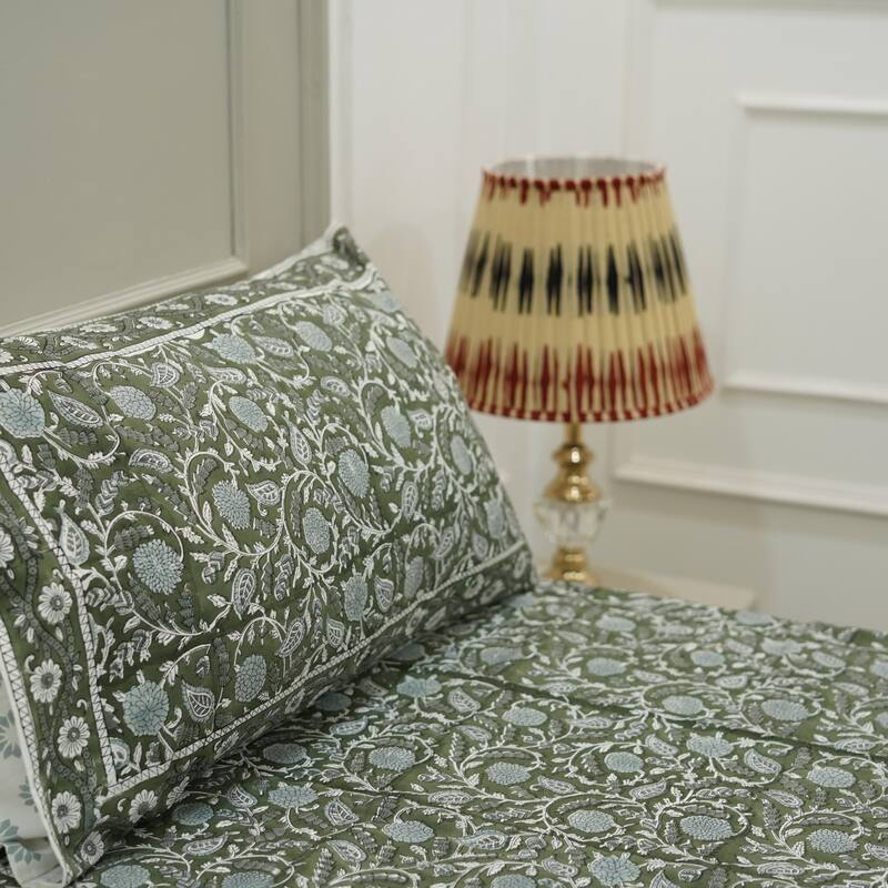 Fabdivine Handmade Block Print Flat Sheet or Bed Sheet Cotton Fabric Floral Home Decor