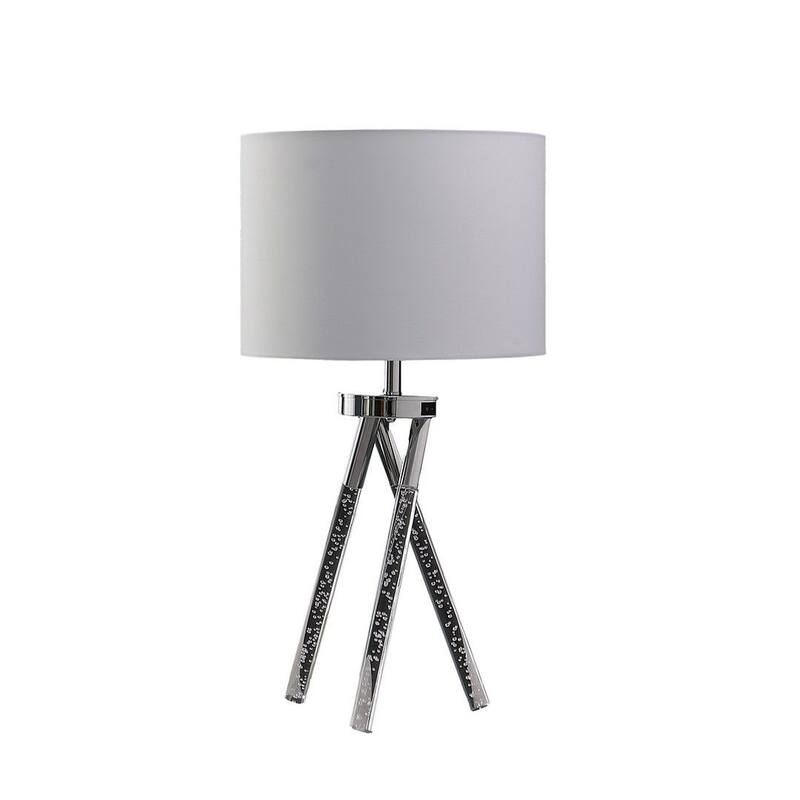 Mid-Century Acrylic Tapered Leg LED Silver Metal Table Lamp