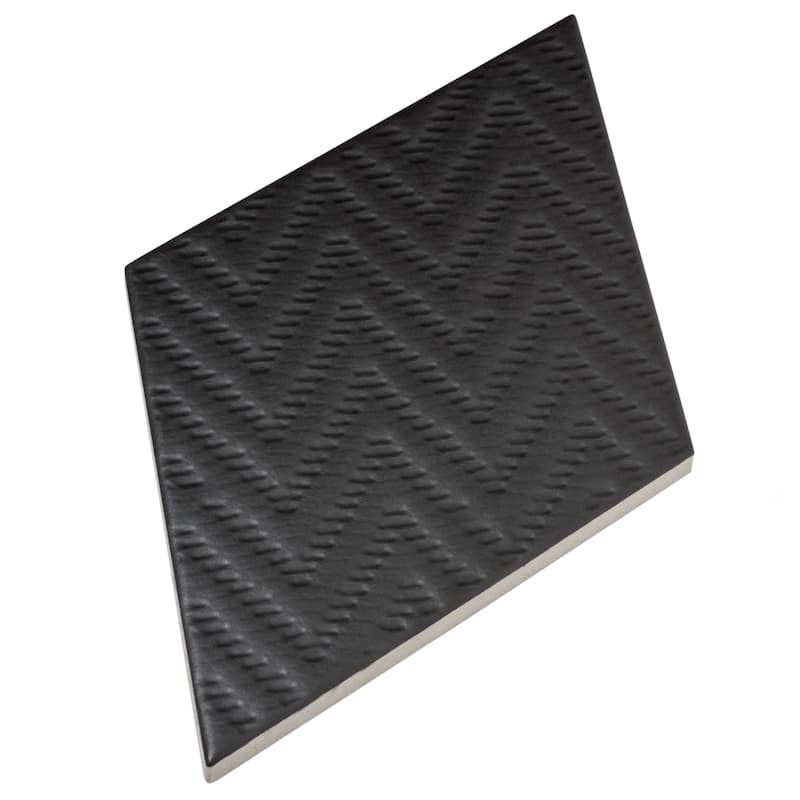 Merola Tile Rhombus Black 5-1/2" x 9-1/2" Porcelain Floor and Wall Tile