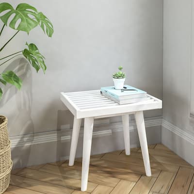 Plank and Beam Mid Century Modern Wood Square Bench