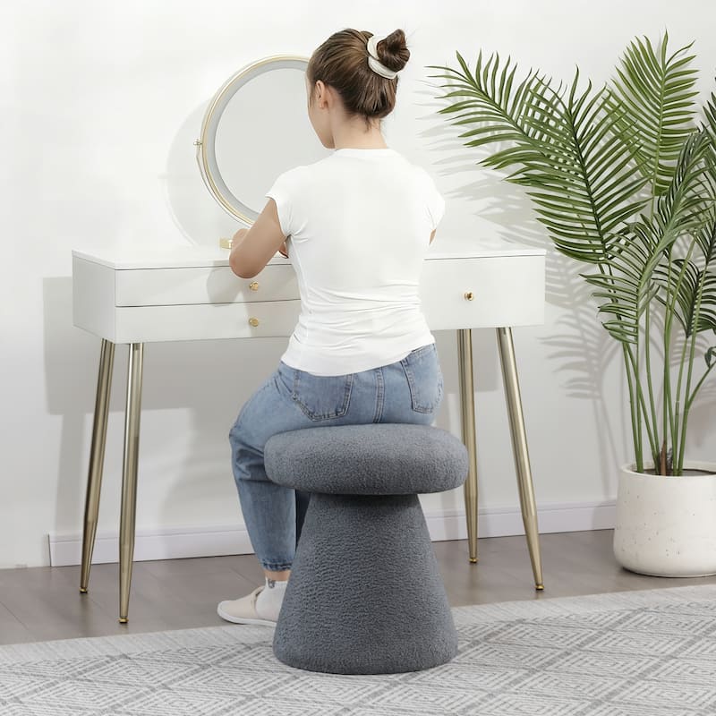 Adeco Mushroom Ottoman Large Soft Foot Stool for Living Room Bedroom