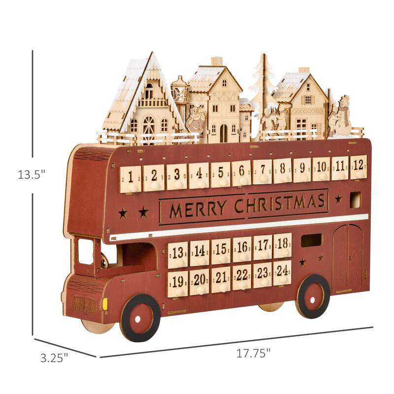 24 Day Christmas Advent Calendar for Adults & Kids, Wooden