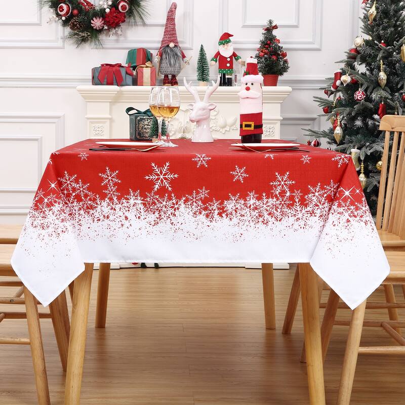 Christmas Tablecloth Snowflakes Xmas Decor for Rectangle Tables