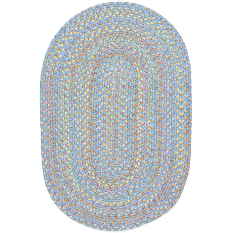 Rhody Rug Playful Indoor/Outdoor Braided Area Rug - 4' x 6' Oval - Aqua Blue