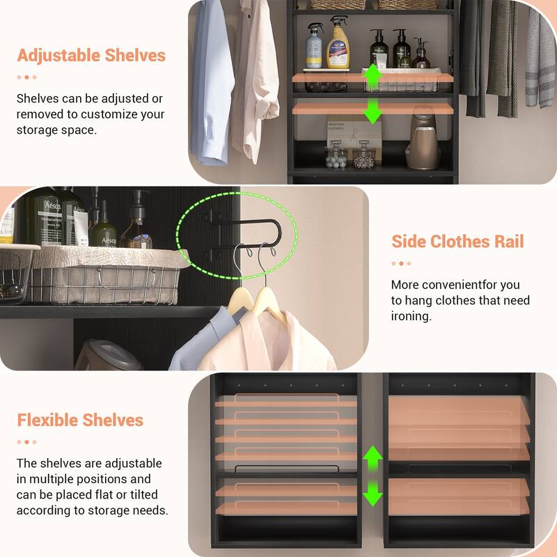 Cimly Over Washer and Dryer Storage Organizer, 8FT Wall Mounted Laundry Room Closet System with Hanging Rods