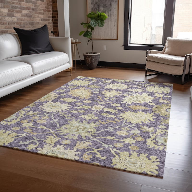 Machine Washable Indoor/ Outdoor Traditional Casual Chantille Rug - Eggplant - 5' x 7'6"